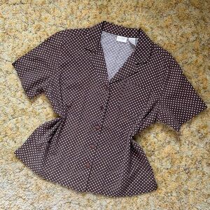 Erika Brown Polka Dot Button Down Shirt